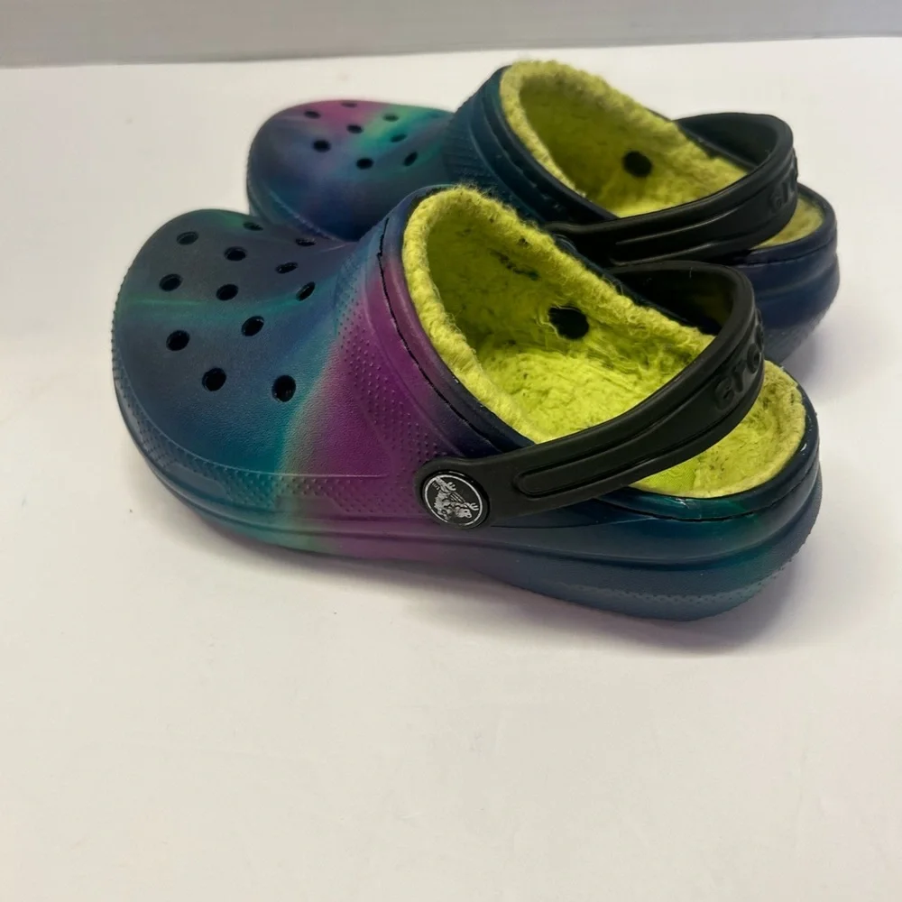 CROCS Toddler‎ Size 10 Unisex Tie-Dye Slippers - Blue and Purple